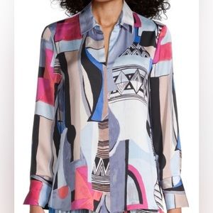 NIC+ZOE Multicolor Abstract Blouse
